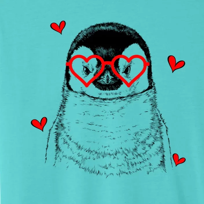 Penguin With Heart Glasses Valentines Day Penguin Lover Gift ChromaSoft Performance T-Shirt