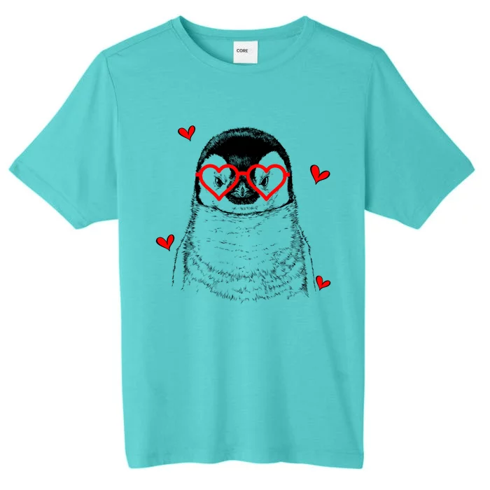 Penguin With Heart Glasses Valentines Day Penguin Lover Gift ChromaSoft Performance T-Shirt