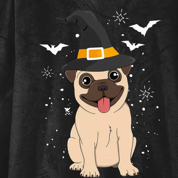 Pug Witch Halloween Dog Costume Spooky Pet Outfit for Trick or Treat Hooded Wearable Blanket