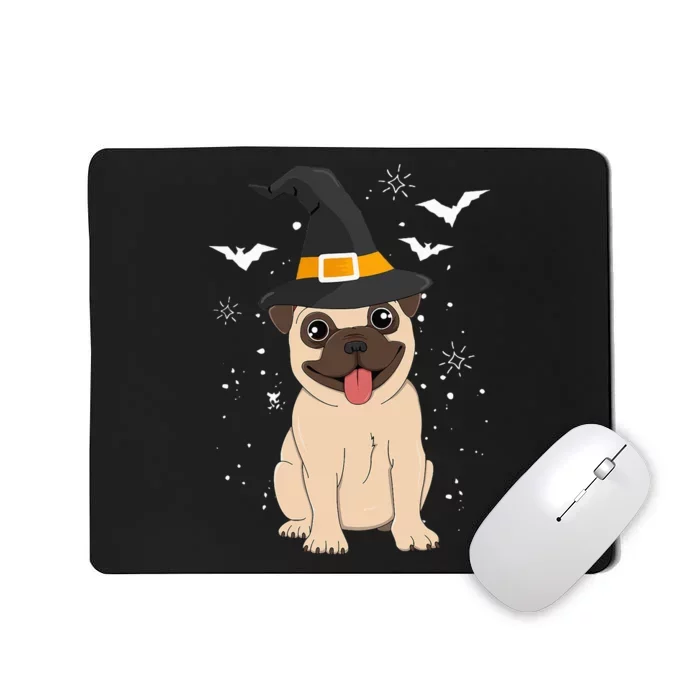 Pug Witch Halloween Dog Costume Spooky Pet Outfit for Trick or Treat Mousepad