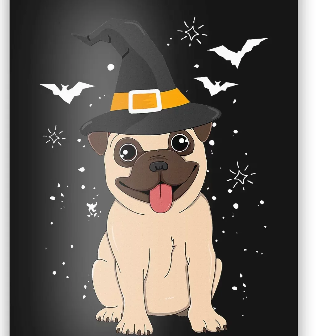 Pug Witch Halloween Dog Costume Spooky Pet Outfit for Trick or Treat Poster