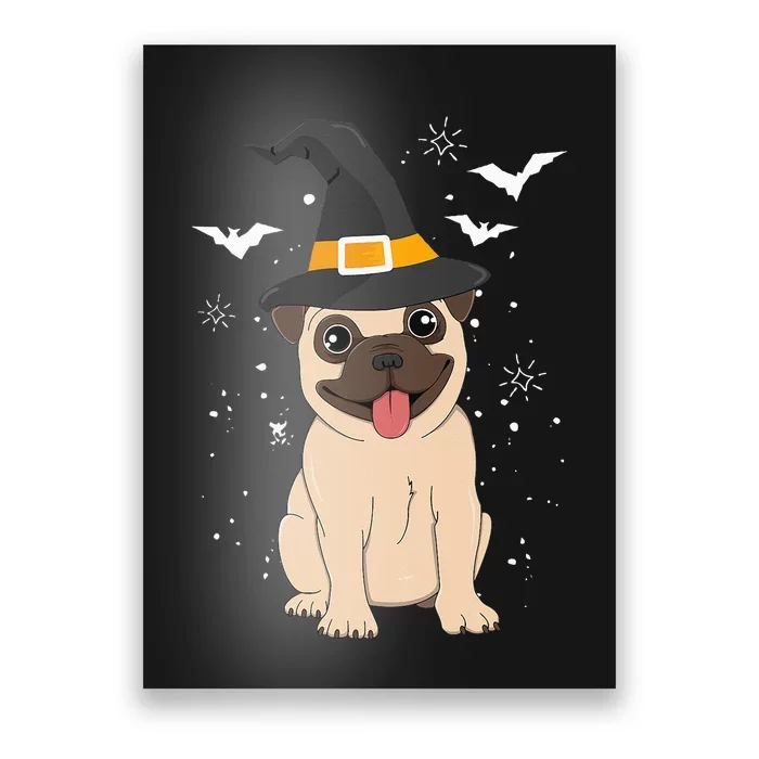 Pug Witch Halloween Dog Costume Spooky Pet Outfit for Trick or Treat Poster