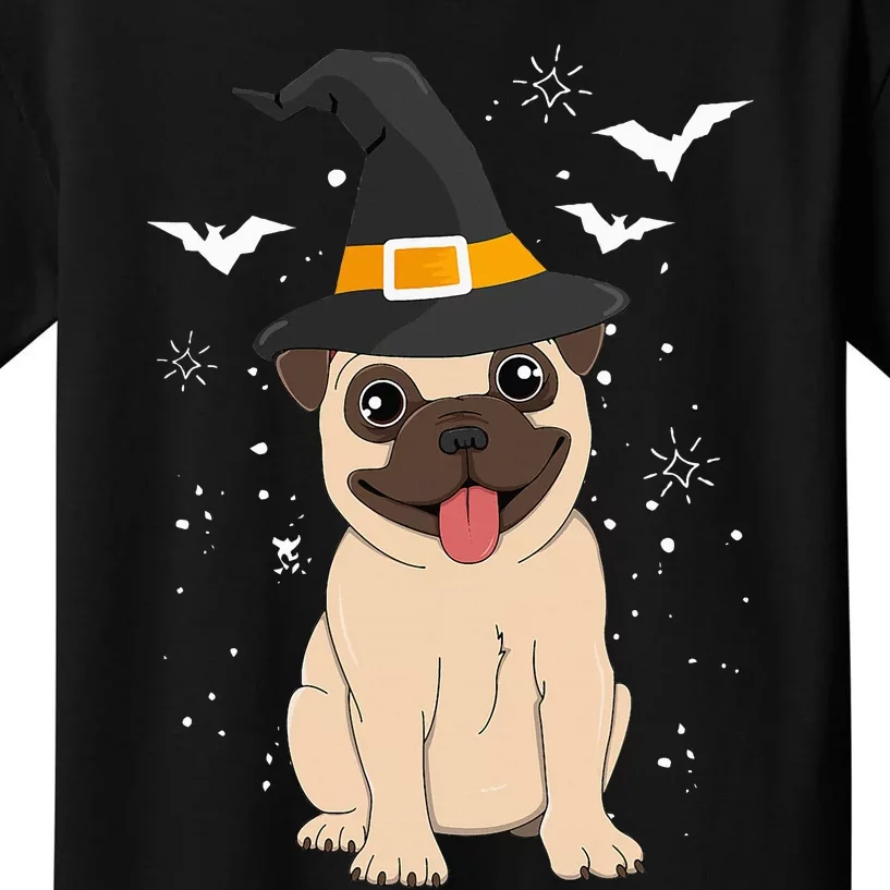 Pug Witch Halloween Dog Costume Spooky Pet Outfit for Trick or Treat Kids T-Shirt