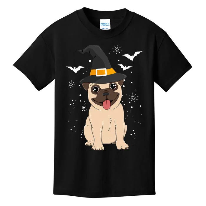 Pug Witch Halloween Dog Costume Spooky Pet Outfit for Trick or Treat Kids T-Shirt