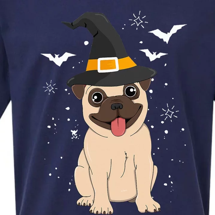 Pug Witch Halloween Dog Costume Spooky Pet Outfit for Trick or Treat Sueded Cloud Jersey T-Shirt