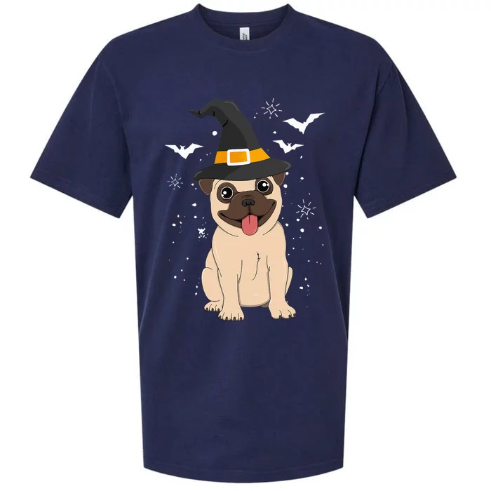 Pug Witch Halloween Dog Costume Spooky Pet Outfit for Trick or Treat Sueded Cloud Jersey T-Shirt