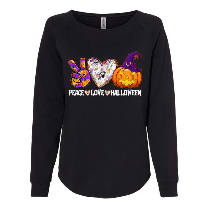 Pumpkin Witch Hat Trick Or Treat Peace Love Halloween Cool Gift Womens California Wash Sweatshirt