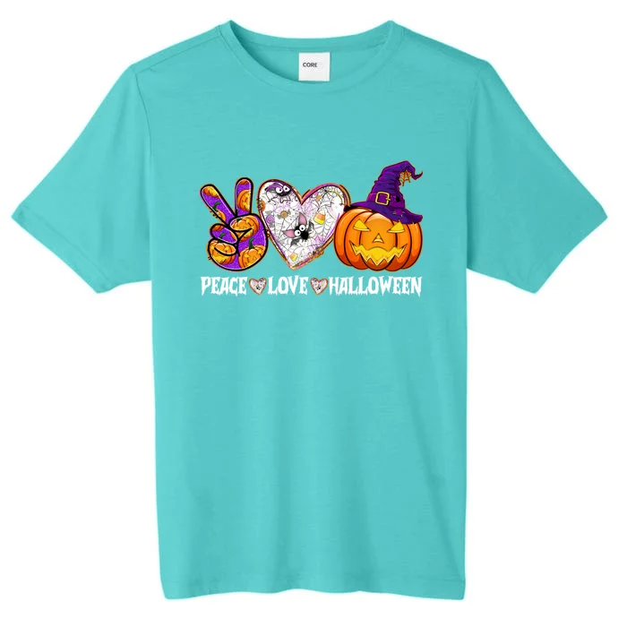 Pumpkin Witch Hat Trick Or Treat Peace Love Halloween Cool Gift ChromaSoft Performance T-Shirt