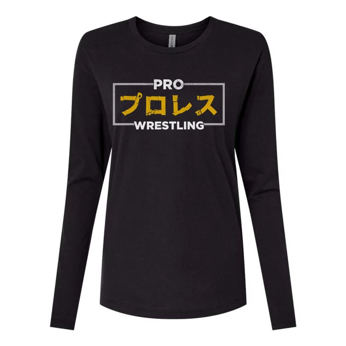 Pro Wrestling Japanese Kanji Smark Fan Womens Cotton Relaxed Long Sleeve T-Shirt