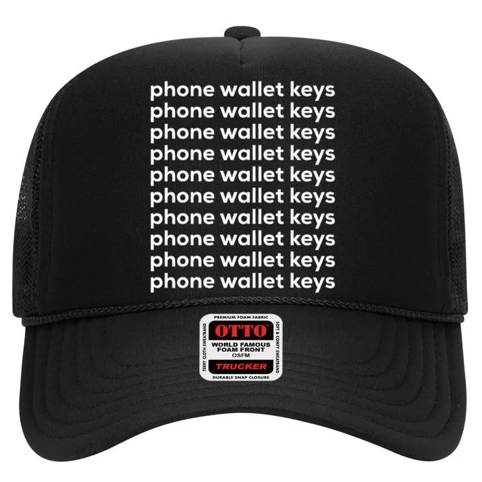 Phone Wallet Keys High Crown Mesh Trucker Hat