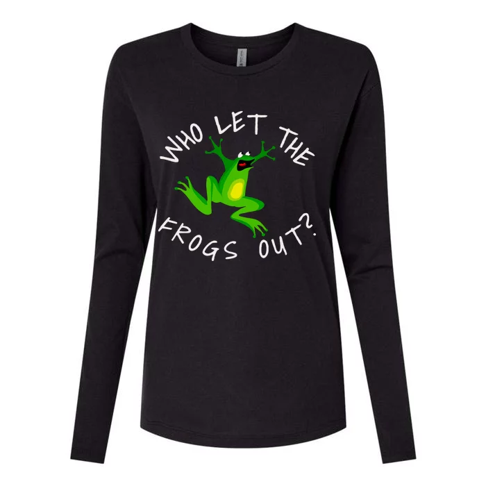 Passover Who Let The Frogs Out Funny Jewish Matzah Womens Cotton Relaxed Long Sleeve T-Shirt