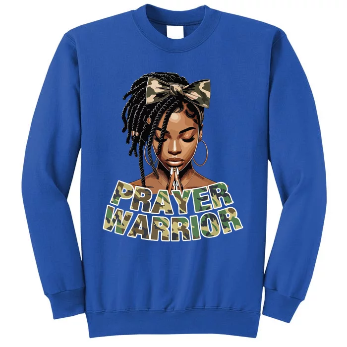 Prayer Warrior Locs Christian Black Woman Sayings Camo Tall Sweatshirt