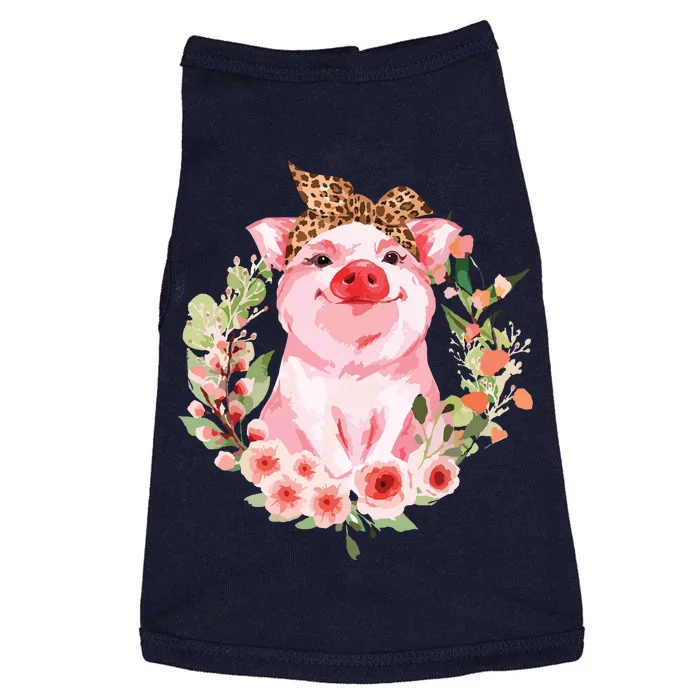 Pig With Leopard Headband Flower Cute Pig Lover Gifts Doggie Tank