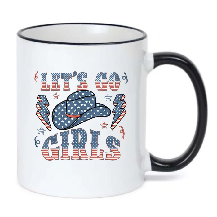 Patriotic Western Lets Go Girl 4th Of July American Flag Black Color Changing Mug