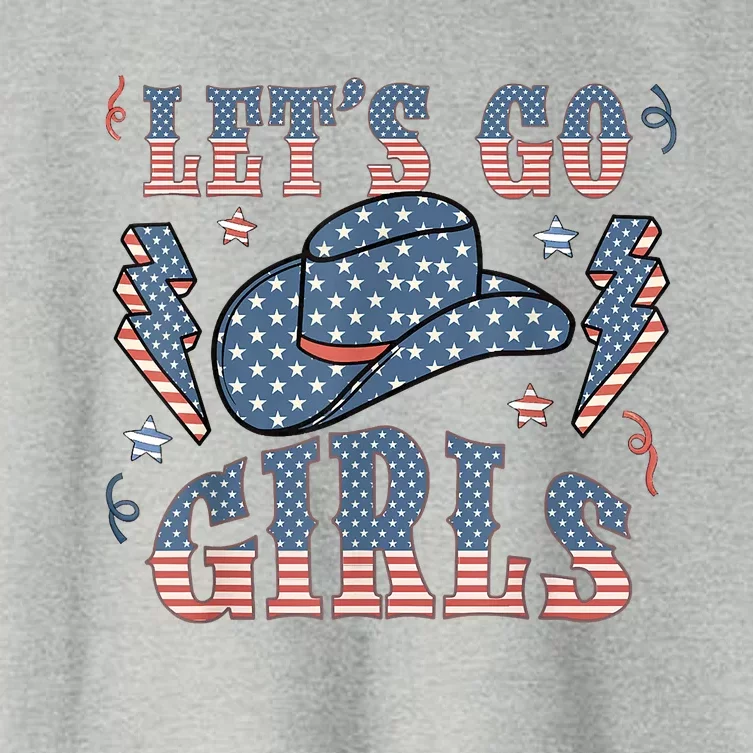 Patriotic Western Lets Go Girl 4th Of July American Flag Women's Crop Top Tee