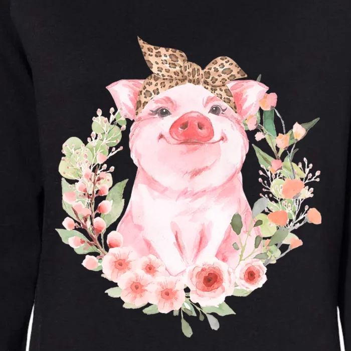 Pig With Leopard Headband Flower Cute Pig Lover Gifts Womens California Wash Sweatshirt