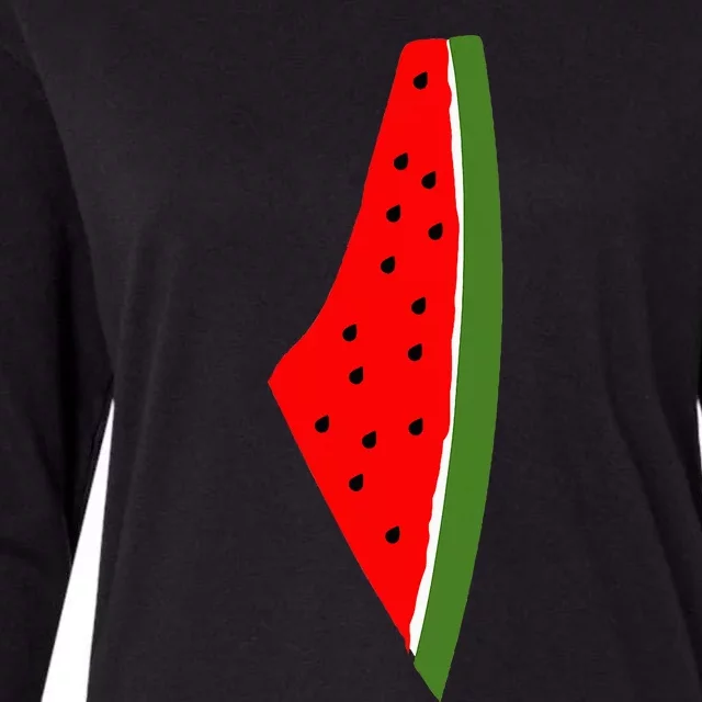 Palestine Watermelon Map Womens Cotton Relaxed Long Sleeve T-Shirt