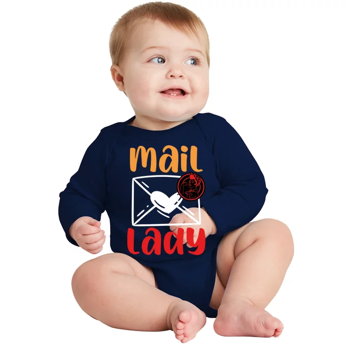 Postal Worker Mailman Mail Lady Cute Gift Baby Long Sleeve Bodysuit