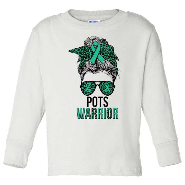 Pots Warrior Messy Bun Pots Awareness Day Pots Fighter Toddler Long Sleeve Shirt