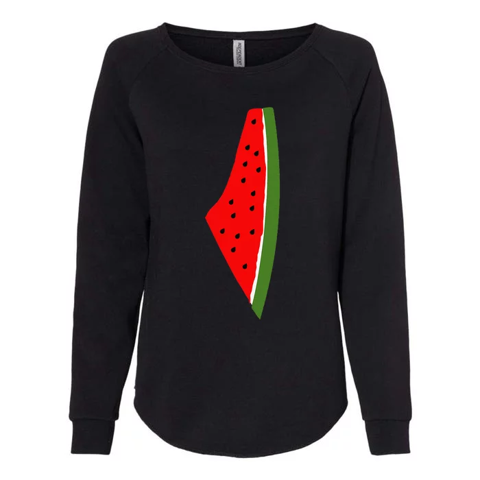 Palestine Watermelon Map Womens California Wash Sweatshirt