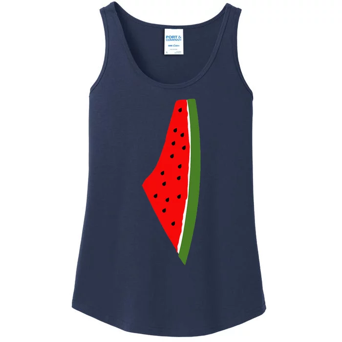 Palestine Watermelon Map Ladies Essential Tank