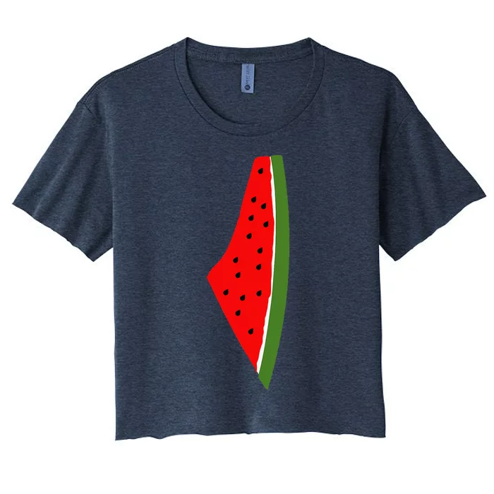 Palestine Watermelon Map Women's Crop Top Tee