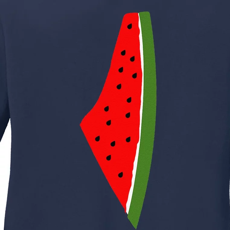 Palestine Watermelon Map Ladies Long Sleeve Shirt