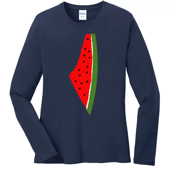 Palestine Watermelon Map Ladies Long Sleeve Shirt