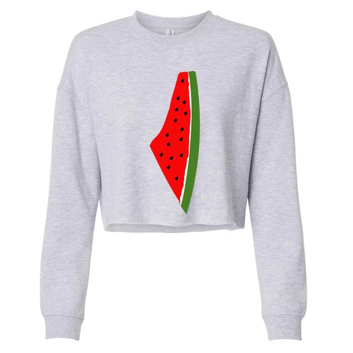 Palestine Watermelon Map Cropped Pullover Crew