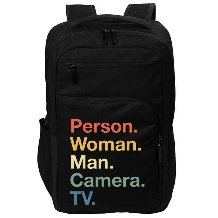 Person Woman Man Camera Tv Cognitive Test Usa 2020 Impact Tech Backpack