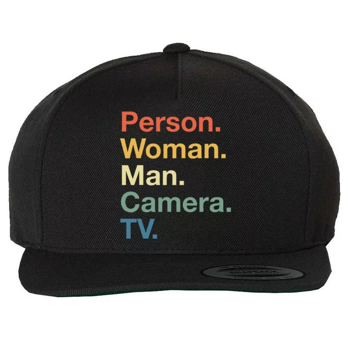 Person Woman Man Camera Tv Cognitive Test Usa 2020 Wool Snapback Cap