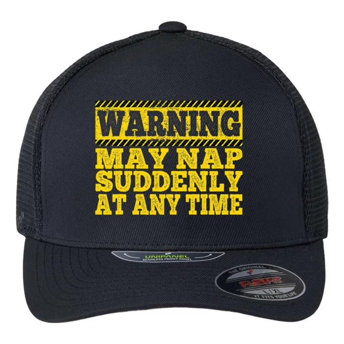 Papa Warning May Nap Suddenly At Any Time Funny Dad Flexfit Unipanel Trucker Cap