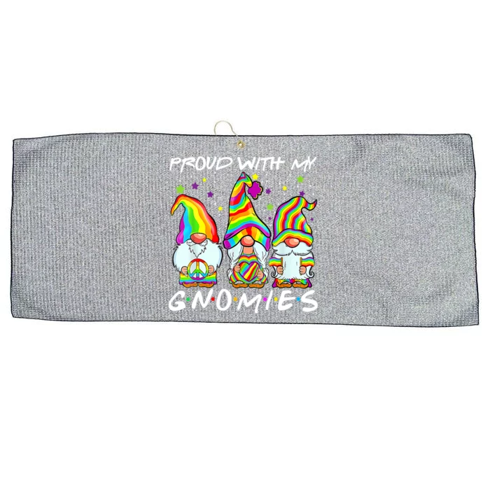 Proud With My Gnomies Lgbt Q Gnomes Gay Bi Sexual Pride Ally Funny Gift Large Microfiber Waffle Golf Towel