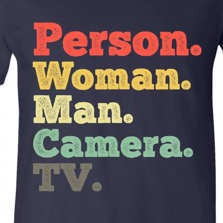 Person Woman Man Camera TV Retro Vintage V-Neck T-Shirt