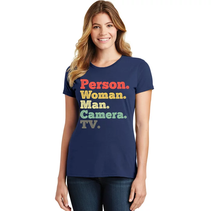 Person Woman Man Camera TV Retro Vintage Women's T-Shirt