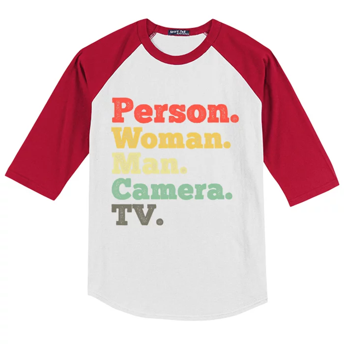 Person Woman Man Camera TV Retro Vintage Kids Colorblock Raglan Jersey