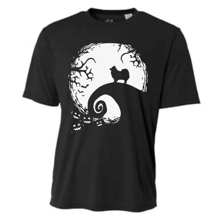 Pomeranian With Moon Halloween Cooling Performance Crew T-Shirt