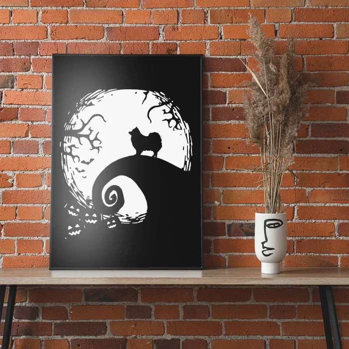 Pomeranian With Moon Halloween Poster