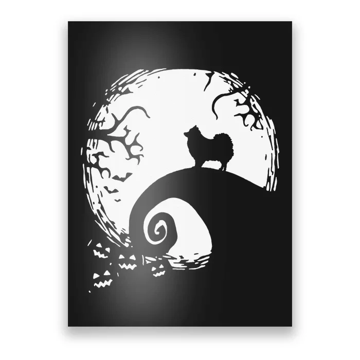 Pomeranian With Moon Halloween Poster