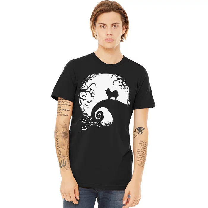 Pomeranian With Moon Halloween Premium T-Shirt