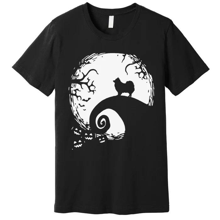 Pomeranian With Moon Halloween Premium T-Shirt