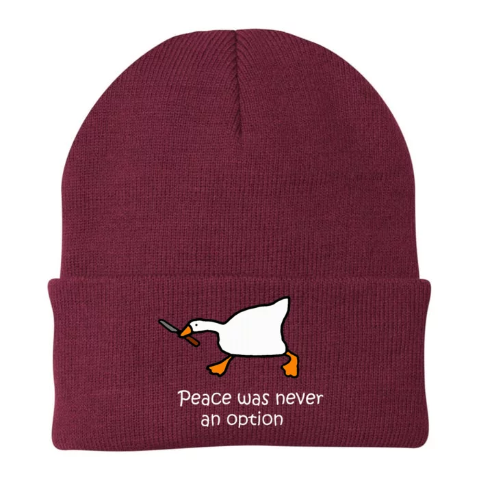 Peace Was Never An Option Murder Duck Goose Meme Knit Cap Winter Beanie