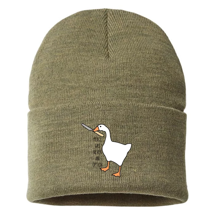 Peace Was Never An Option Funny Untitled Goose Game Sustainable Knit Beanie