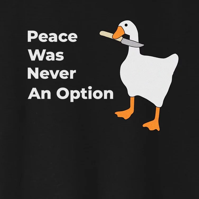 Peace Was Never An Option Duck Funny Women's Crop Top Tee