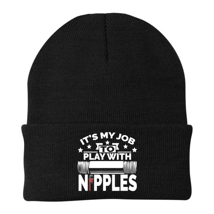 Play With Nipples | Funny Plumber + Pipefitter Knit Cap Winter Beanie