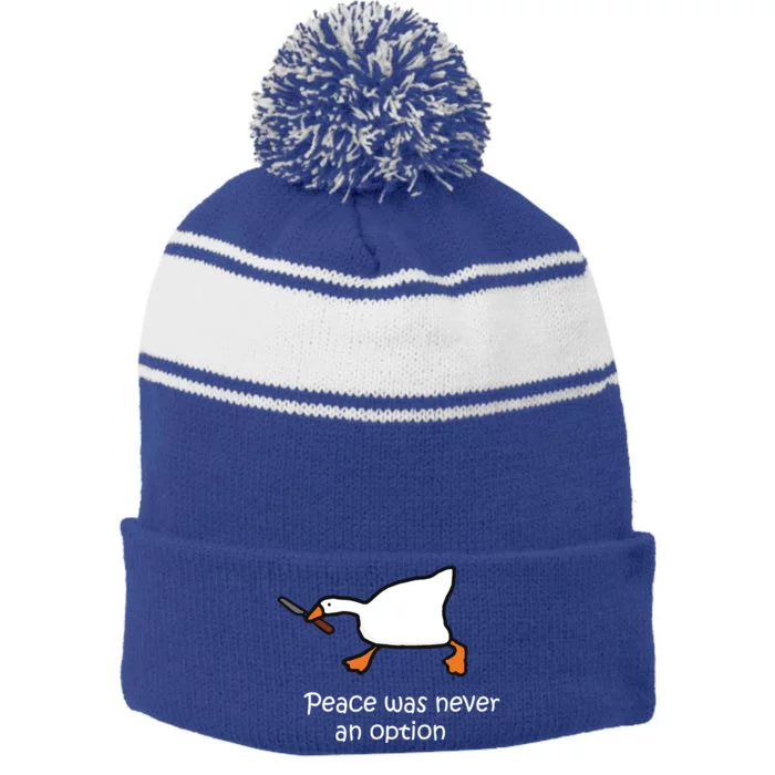 Peace Was Never An Option Murder Duck Stripe Pom Pom Beanie