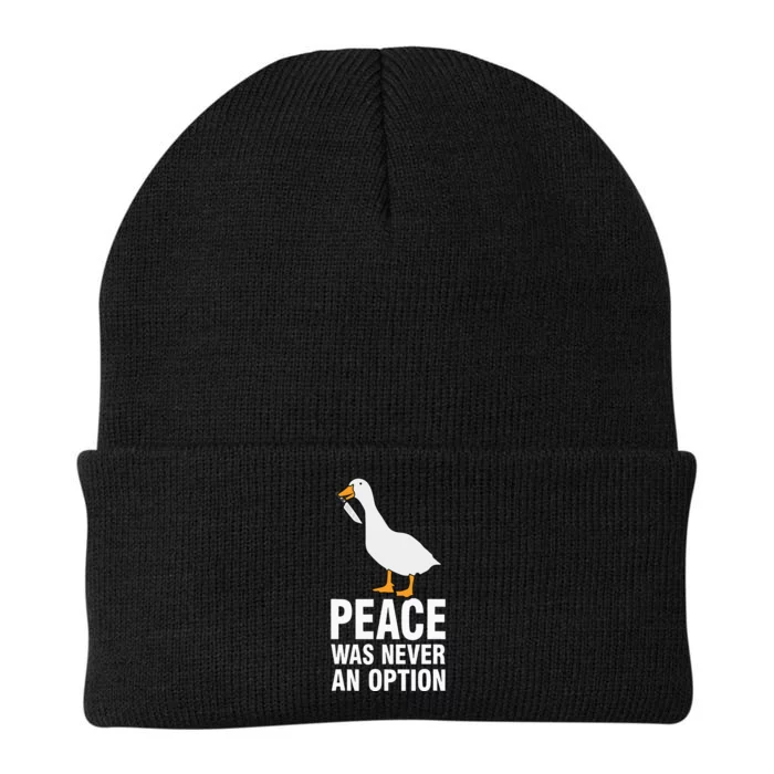 Peace Was Never An Option Goose Meme Knit Cap Winter Beanie