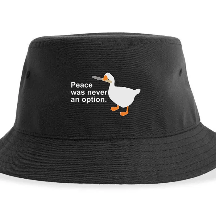 Peace Was Never An Option Funny Goose Apparel Sustainable Bucket Hat