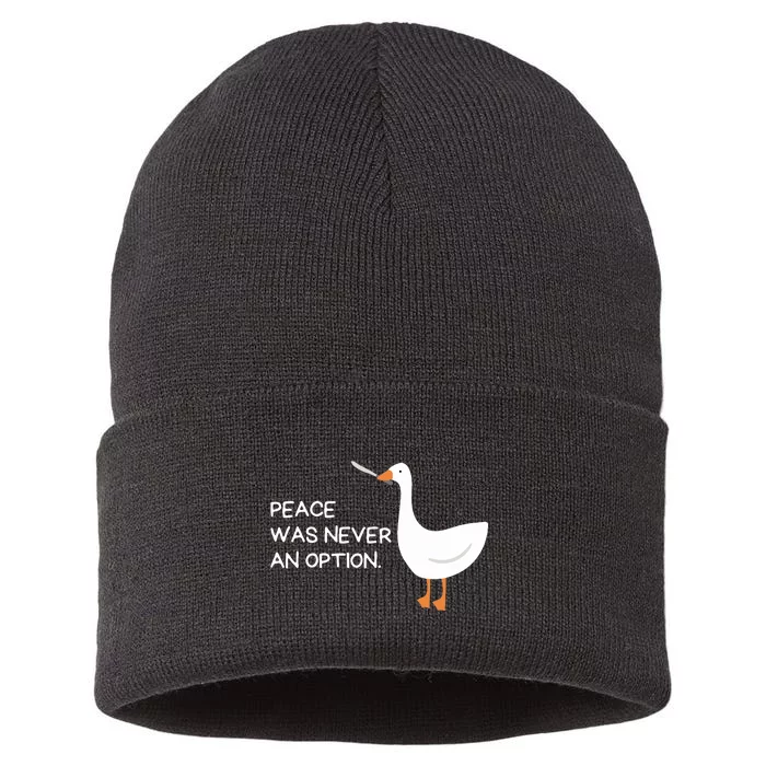 Peace Was Never An Option Angry Goose With Knife Sustainable Knit Beanie