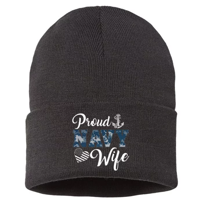 Proud Wife Of A Sailor Sailor Wife Love My Sailor Sustainable Knit Beanie